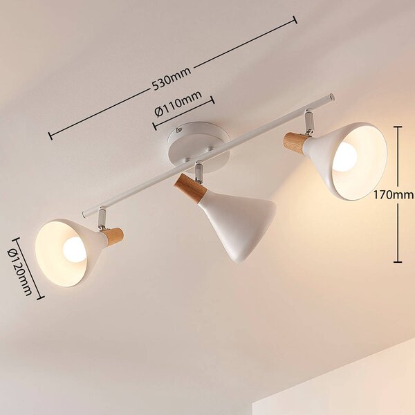 Lampa sufitowa Lindby Arina, 53 cm, biała, 3-punktowa, E14 Arina Lindby, możliwość ściemniania, biały / opal, sypialnia, metal, nowoczesny