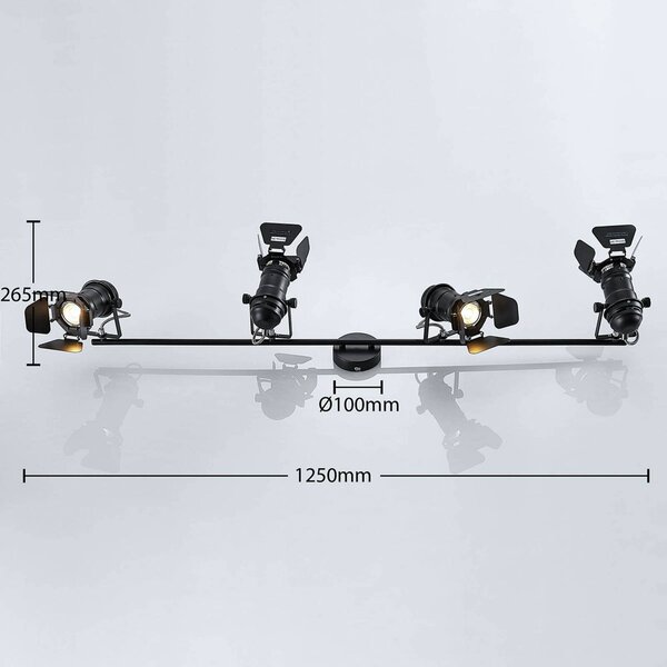 Lampa sufitowa Tilen Lindby, możliwość ściemniania, czarny, salon / jadalnia, metal, industrialny