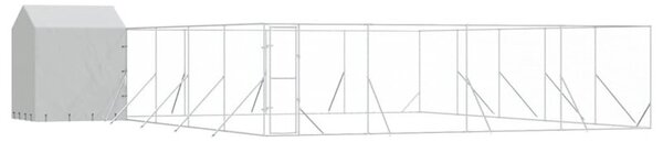 Kojec dla psa, z dachem, srebrny, 10x10x2,5m stal galwanizowana