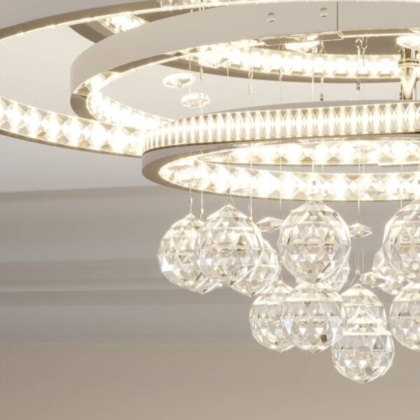 Lampa sufitowa LED Keely Lucande, możliwość ściemniania, chromowy / srebrny, salon / jadalnia, metal, nowoczesny