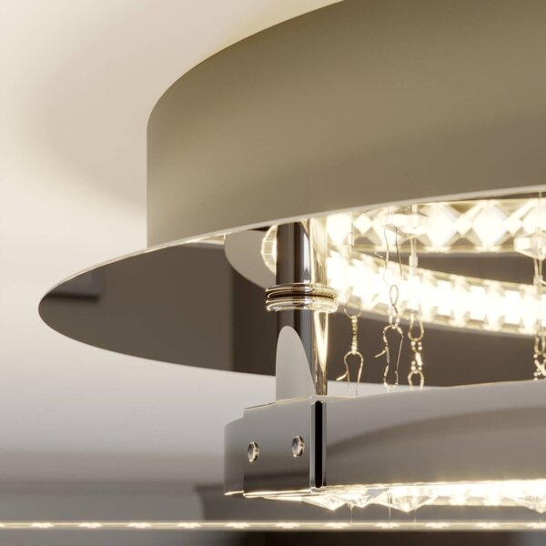 Lampa sufitowa LED Keely Lucande, możliwość ściemniania, chromowy / srebrny, salon / jadalnia, metal, nowoczesny
