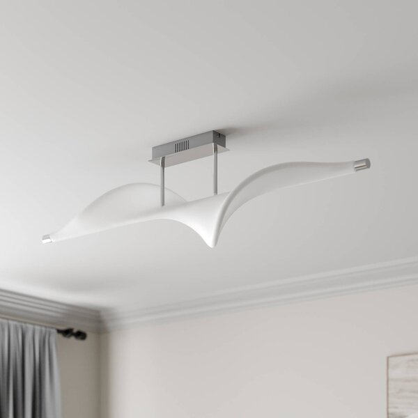 Lampa sufitowa Edano Lucande, możliwość ściemniania, biały / opal, salon / jadalnia, tkanina / materiał / jedwab, nowoczesny