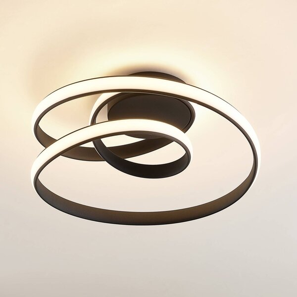 Lampa sufitowa LED Sakina Lucande, możliwość ściemniania, czarny, salon / jadalnia, metal, design