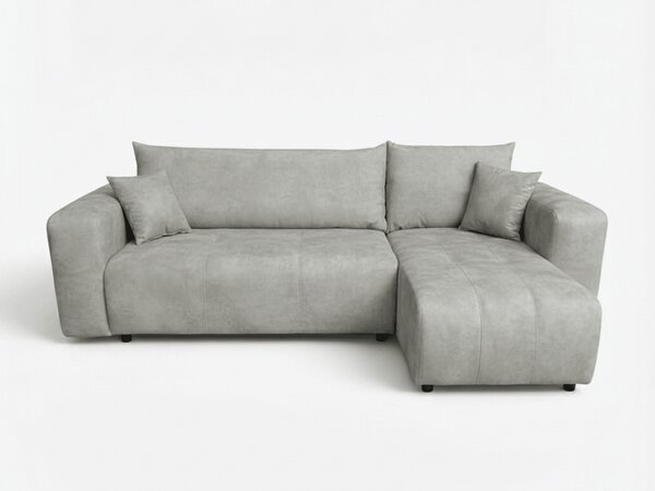 Jasnoszara rozkładana narożna sofa SORELA, dwustronna + 2 poduszki GRATIS