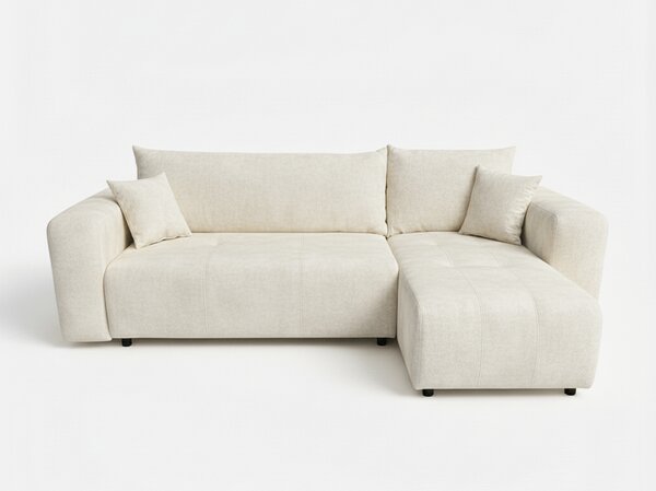Kremowa rozkładana narożna sofa SORELA, dwustronna + 2 poduszki GRATIS