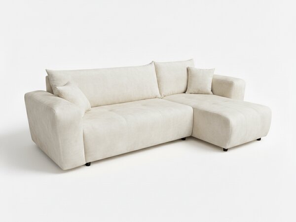 Kremowa rozkładana narożna sofa SORELA, dwustronna + 2 poduszki GRATIS