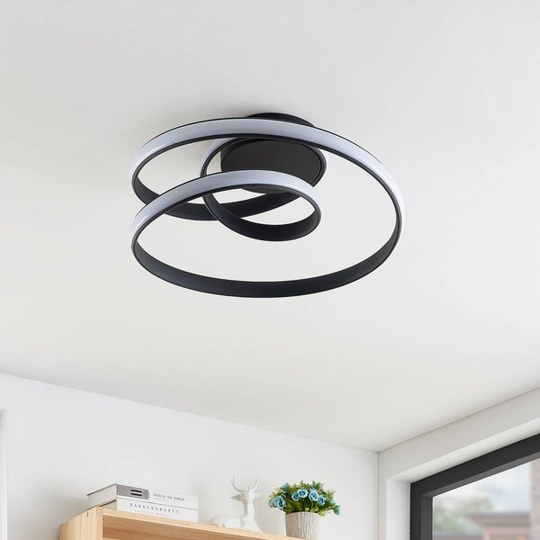 Lampa sufitowa LED Sakina Lucande, możliwość ściemniania, czarny, salon / jadalnia, metal, design