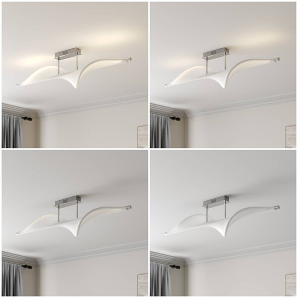 Lampa sufitowa Edano Lucande, możliwość ściemniania, biały / opal, salon / jadalnia, tkanina / materiał / jedwab, nowoczesny