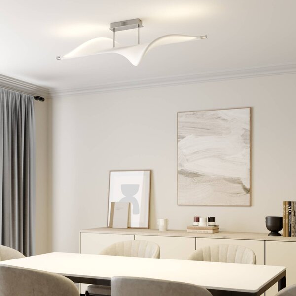 Lampa sufitowa Edano Lucande, możliwość ściemniania, biały / opal, salon / jadalnia, tkanina / materiał / jedwab, nowoczesny