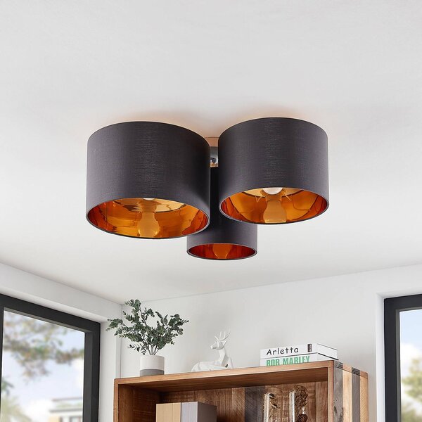Lampa sufitowa Laurenz Lindby, możliwość ściemniania, aluminiowy / szary / cynkowy, salon / jadalnia, tkanina / materiał / jedwab, nowoczesny