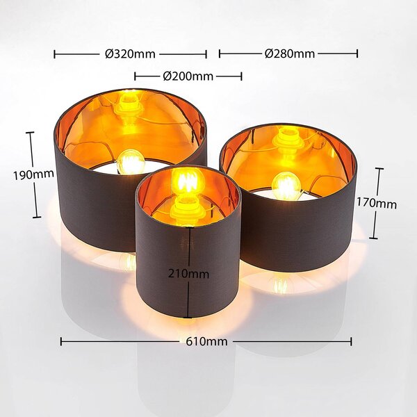 Lampa sufitowa Laurenz Lindby, możliwość ściemniania, aluminiowy / szary / cynkowy, salon / jadalnia, tkanina / materiał / jedwab, nowoczesny