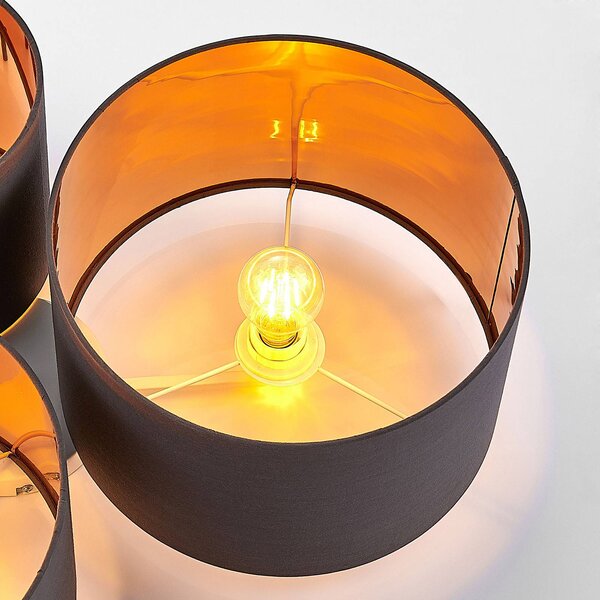 Lampa sufitowa Laurenz Lindby, możliwość ściemniania, aluminiowy / szary / cynkowy, salon / jadalnia, tkanina / materiał / jedwab, nowoczesny