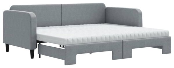 Sofa rozsuwana z materacami, jasnoszara, 90x200 cm, tkanina
