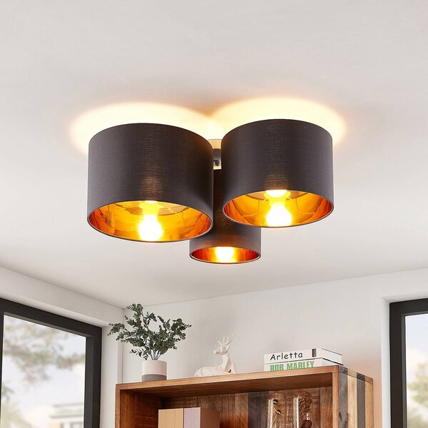 Lampa sufitowa Laurenz Lindby, możliwość ściemniania, aluminiowy / szary / cynkowy, salon / jadalnia, tkanina / materiał / jedwab, nowoczesny