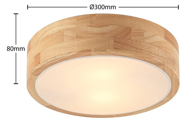 Lampa sufitowa Tanju Lindby, możliwość ściemniania, jasne drewno, salon / jadalnia, drewno, dworkowy / rustykalny