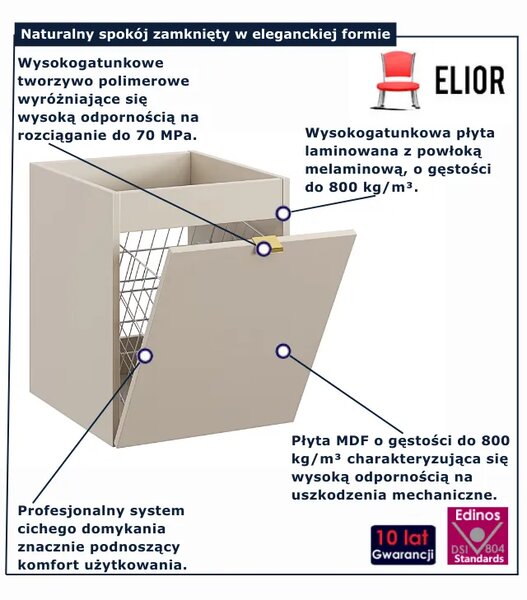 Kaszmirowa szafka łazienkowa z koszem na pranie H3-D96