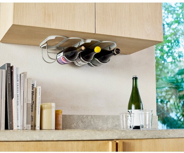 Wiszący metalowy regał na wino w kolorze srebra liczba butelek 4 38,5x2x25 cm Cradle – Joseph Joseph