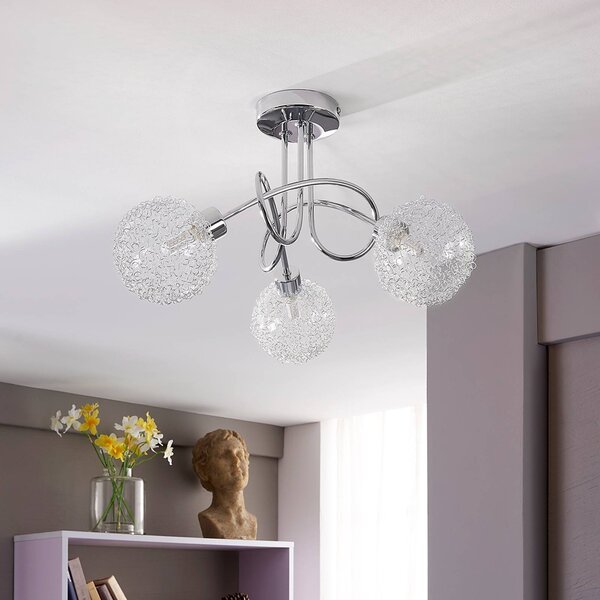 Lampa sufitowa Ticino Lindby, możliwość ściemniania, chromowy / srebrny, przedpokój, metal, nowoczesny