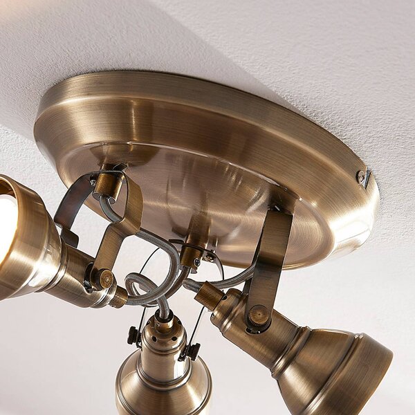 Lampa sufitowa PERSEAS Lindby, możliwość ściemniania, brązowy / mosiężny, salon / jadalnia, metal, antyczny
