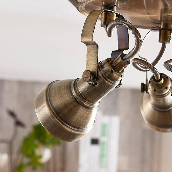 Lampa sufitowa PERSEAS Lindby, możliwość ściemniania, brązowy / mosiężny, salon / jadalnia, metal, antyczny