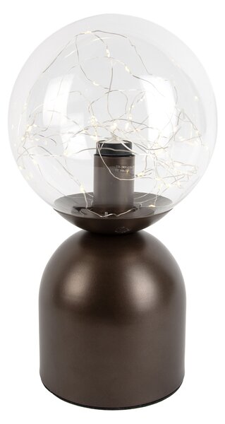 Lampa stołowa w stylu Hotel Chic, ciemny brąz z przezroczystym szkłem, z przewodem E27 - Pallon Trend
