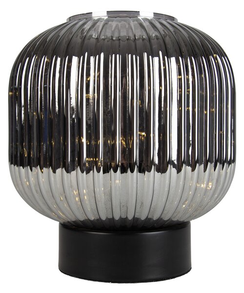 Lampa stołowa Art Deco czarna z przydymionym szkłem ze sznurem świetlnym E27 - Karel