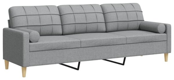 Sofa 3-osobowa z poduszkami, jasnoszara, 210 cm, obita tkaninÄ