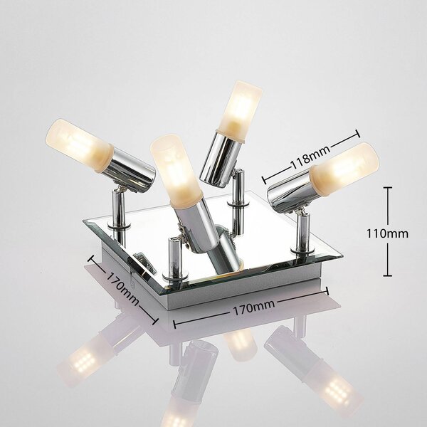 Lampa sufitowa Zela Lindby, możliwość ściemniania, chromowy / srebrny, łazienka, metal, nowoczesny