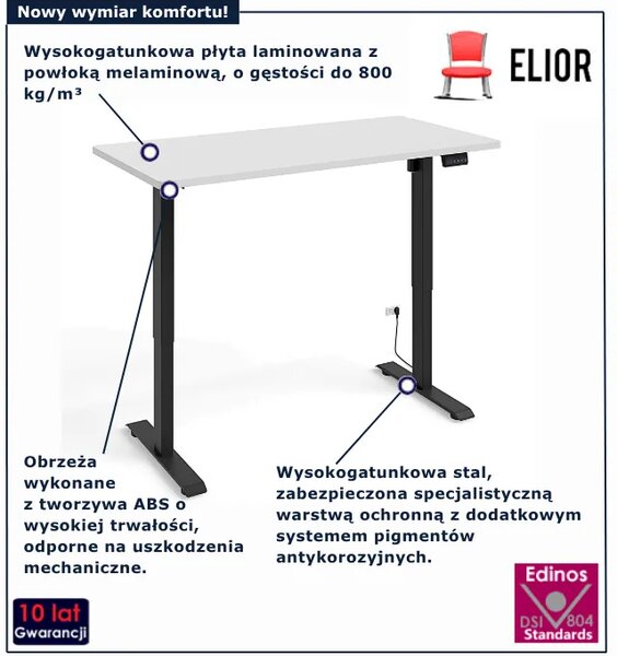Elektryczne biurko do pracy na stojąco biały + czarny Z2-W30