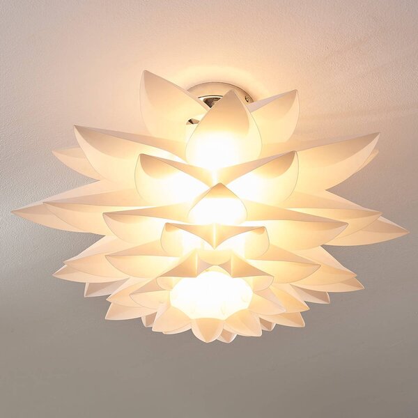 Lampa sufitowa Rimon Lindby, możliwość ściemniania, biały / opal, salon / jadalnia, tworzywo sztuczne, nowoczesny
