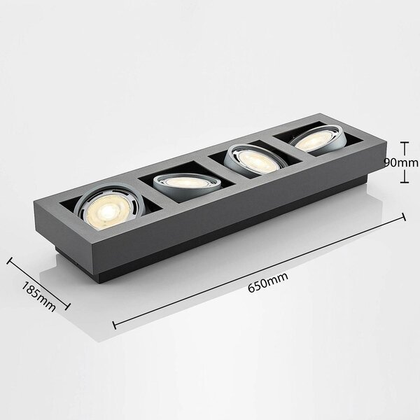 Lampa sufitowa Ronka Arcchio, możliwość ściemniania, czarny, salon / jadalnia, aluminium, nowoczesny