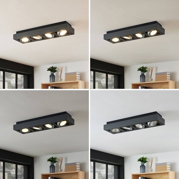 Lampa sufitowa Ronka Arcchio, możliwość ściemniania, czarny, salon / jadalnia, aluminium, nowoczesny