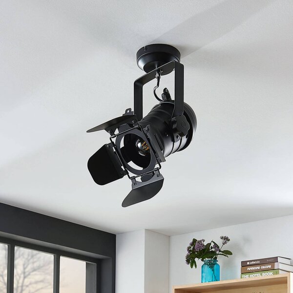 Lampa sufitowa Tilen Lindby, możliwość ściemniania, czarny, salon / jadalnia, metal