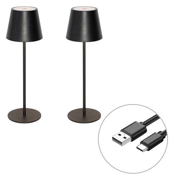 Zestaw 2 lamp stołowych czarnych ze ściemniaczem i akumulatorem - Murdock