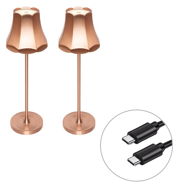 Zestaw 2 lamp stołowych Retro Miedziane Ładowalne IP44 - Granny
