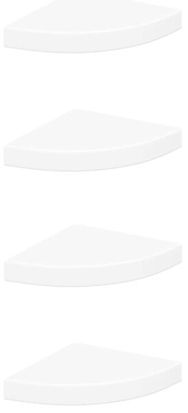 Narożne półki ścienne, 4 szt., białe, 25x25x3,8 cm, mdf