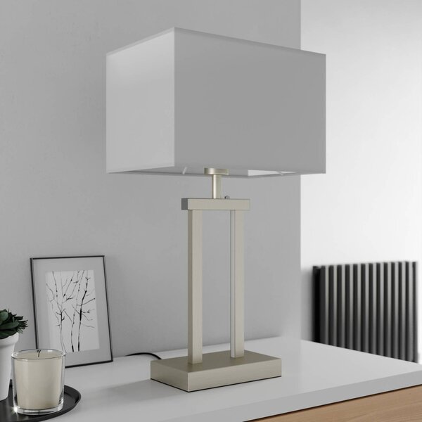 Lampa stołowa Sigurd Lindby, możliwość ściemniania, aluminiowy / szary / cynkowy, salon / jadalnia, tkanina / materiał / jedwab, nowoczesny