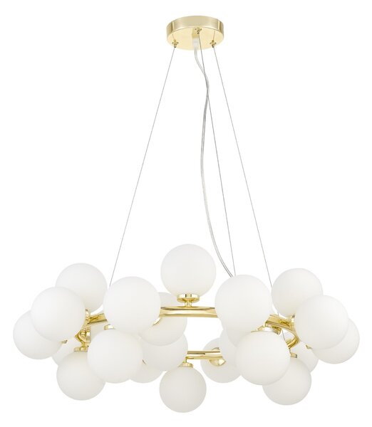 LAMPA WISZĄCA NOWOCZESNA ZŁOTO KLASYCZNE BIAŁE KULE MARSIADA 25