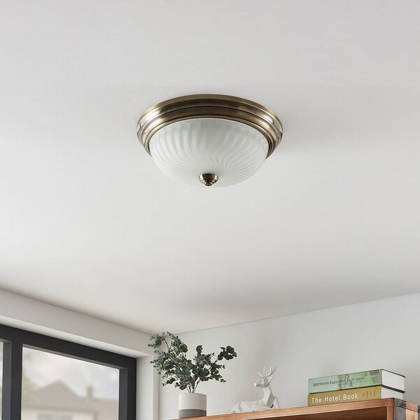 Lampa sufitowa Pakka Lindby, możliwość ściemniania, brązowy / mosiężny, salon / jadalnia, antyczny