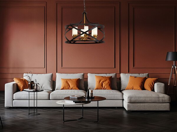 LAMPA WISZĄCA SUFITOWA LOFT CZARNO-MOSIĘŻNA ASTILA W6