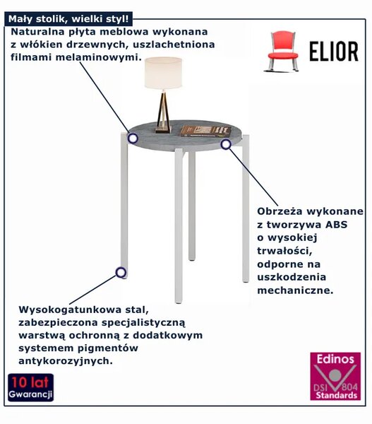 Okrągły stolik kawowy beton H7-R22