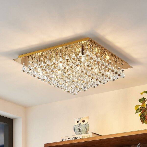 Lampa sufitowa kryształowa Rimedia Lindby, możliwość ściemniania, mosiężny / złoty, salon / jadalnia, metal