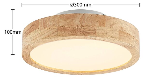 Lampa sufitowa Lanira Lindby, możliwość ściemniania, jasne drewno, salon / jadalnia, drewno, nowoczesny