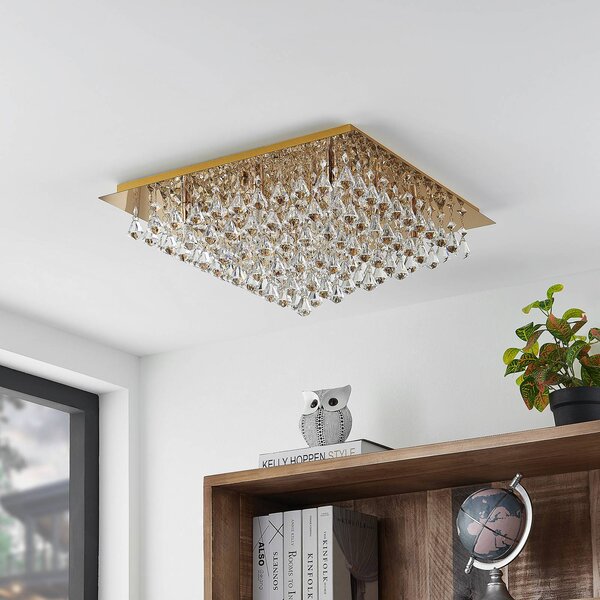 Lampa sufitowa kryształowa Rimedia Lindby, możliwość ściemniania, mosiężny / złoty, salon / jadalnia, metal