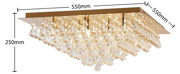 Lampa sufitowa kryształowa Rimedia Lindby, możliwość ściemniania, mosiężny / złoty, salon / jadalnia, metal