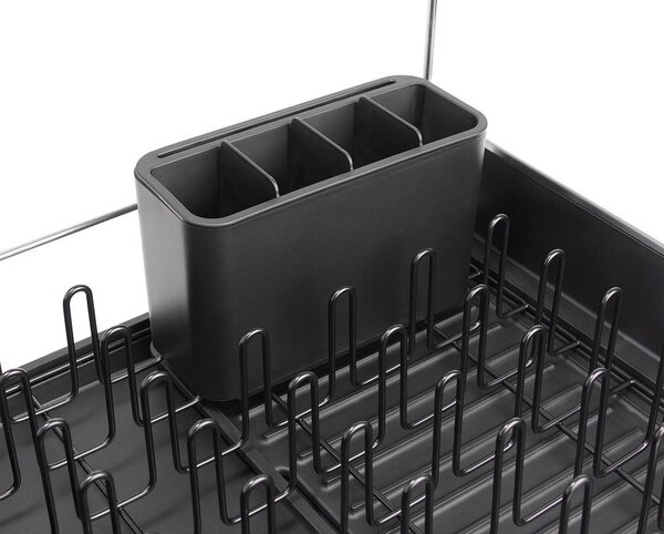 Czarny regulowany plastikowy ociekacz 35,5x38 cm Extend Steel Plus – Joseph Joseph