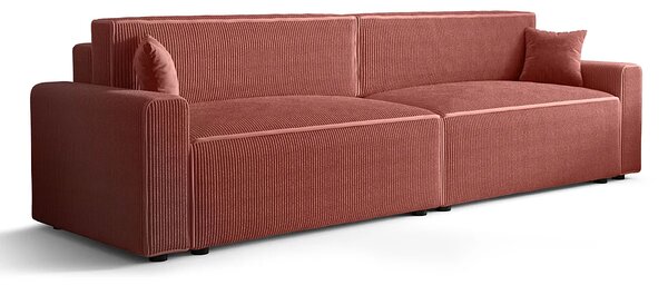 Łososiowa sofa rozkładana z pojemnikiem na pościel L0-L28