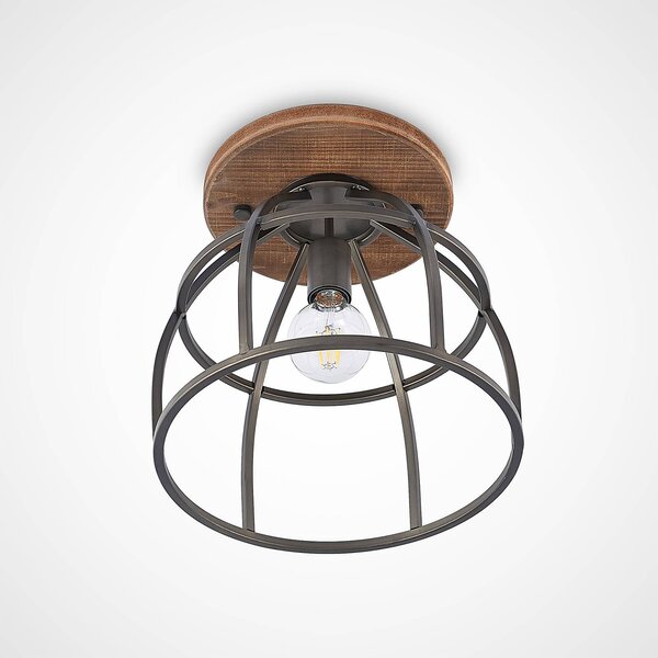 Lampa sufitowa Rutger Lindby, możliwość ściemniania, ciemne drewno, salon / jadalnia, drewno, vintage