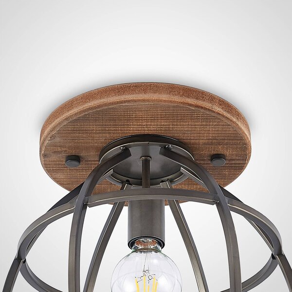 Lampa sufitowa Rutger Lindby, możliwość ściemniania, ciemne drewno, salon / jadalnia, drewno, vintage