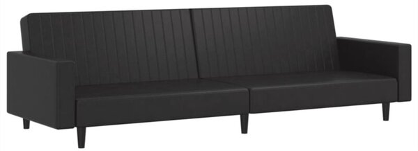 Sofa, 2-osobowa czarna, sztuczna skÃ³ra